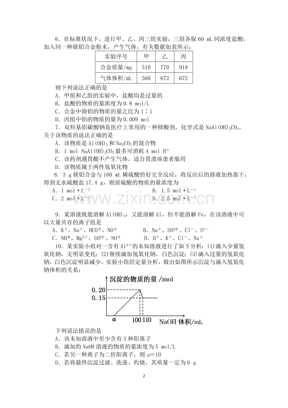 专题二铝及其化合物.doc_第2页