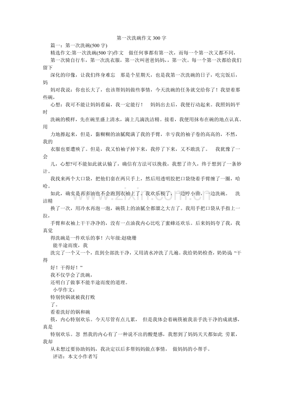 第一次洗碗作文300字.doc_第1页