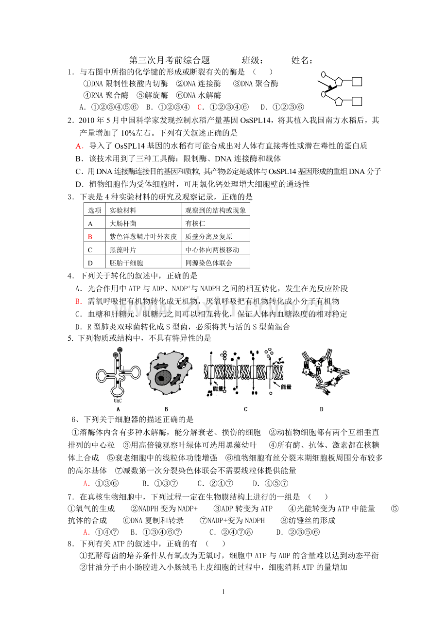 第三次月考前题.doc_第1页