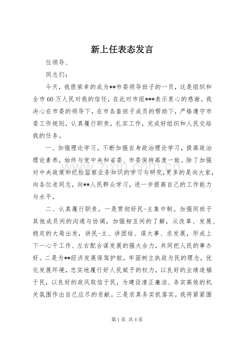 新上任表态发言.docx_第1页