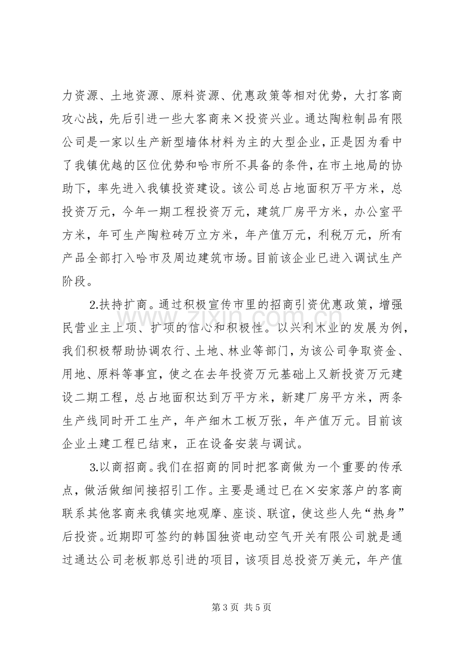 乡镇招商引资典型经验发言材料致辞_1.docx_第3页