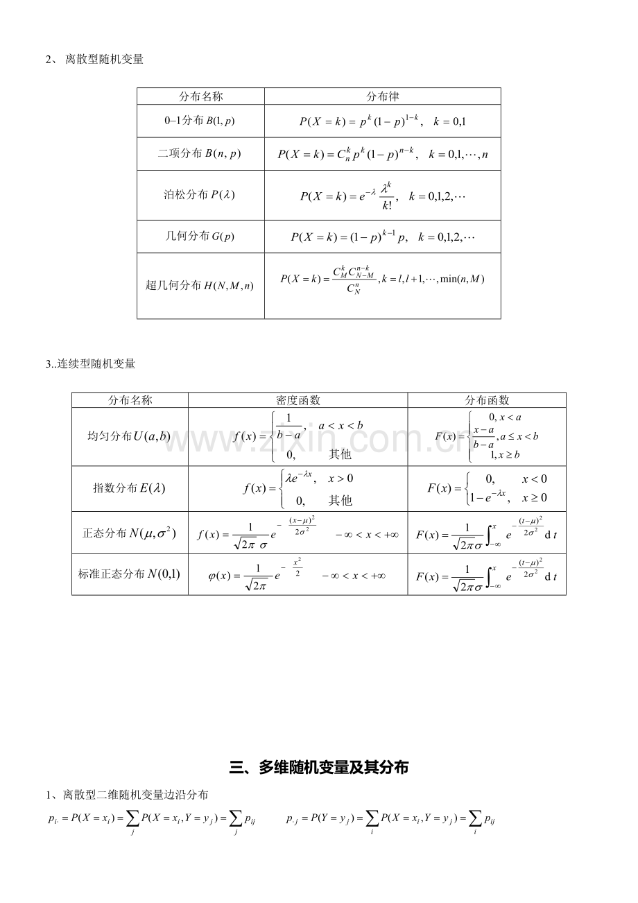 2023年考研数学三必背知识点概率论与数理统计.doc_第2页