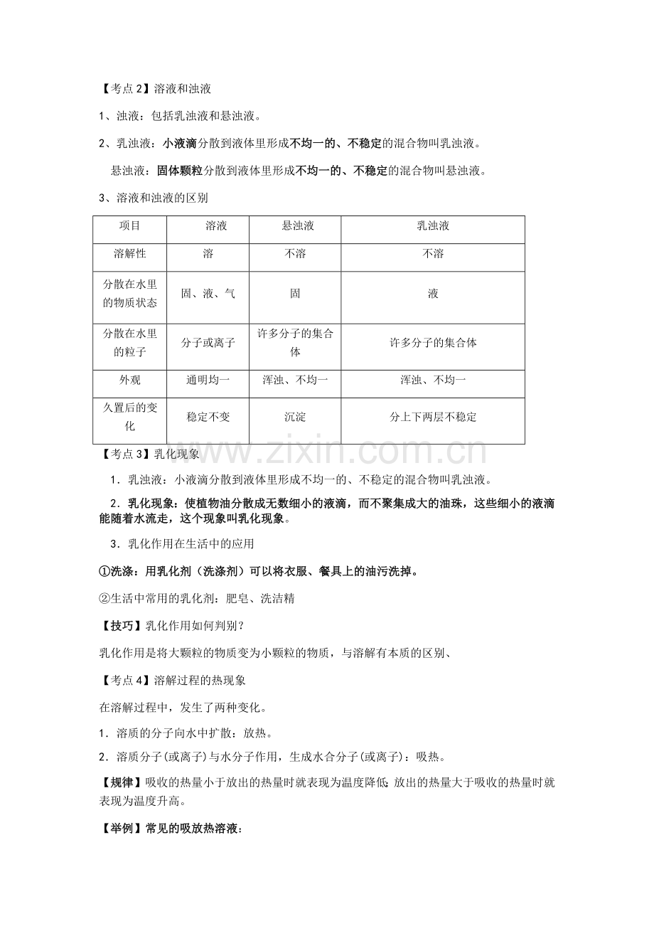 人教版九年级化学溶液复习知识点.docx_第2页