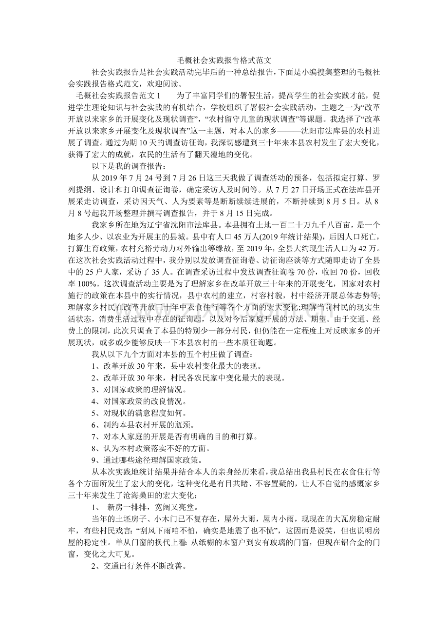 毛概社会实践报告格式范文.doc_第1页