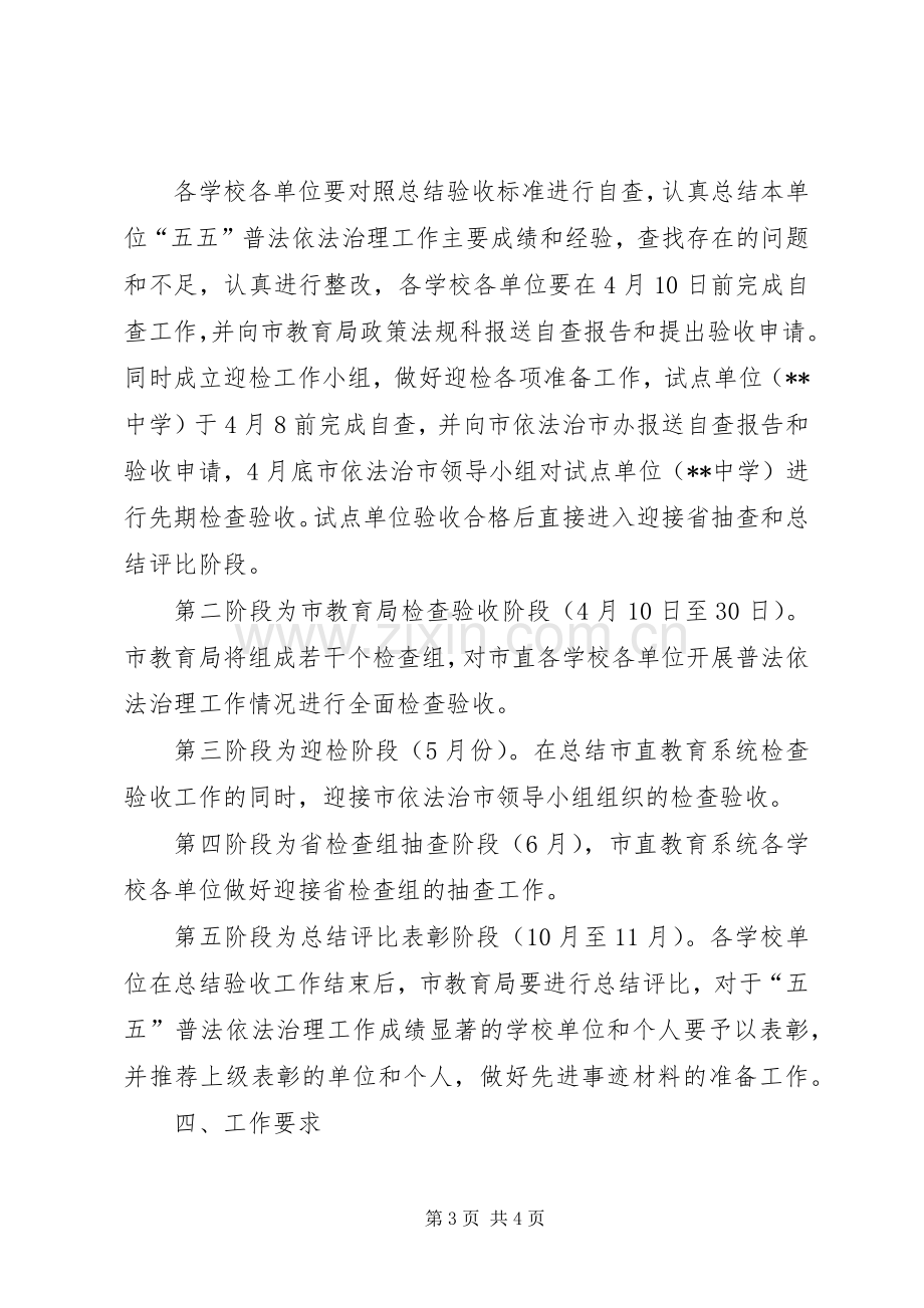 XX市直教育系统“五五”普法依法治理工作检查验收方案 .docx_第3页