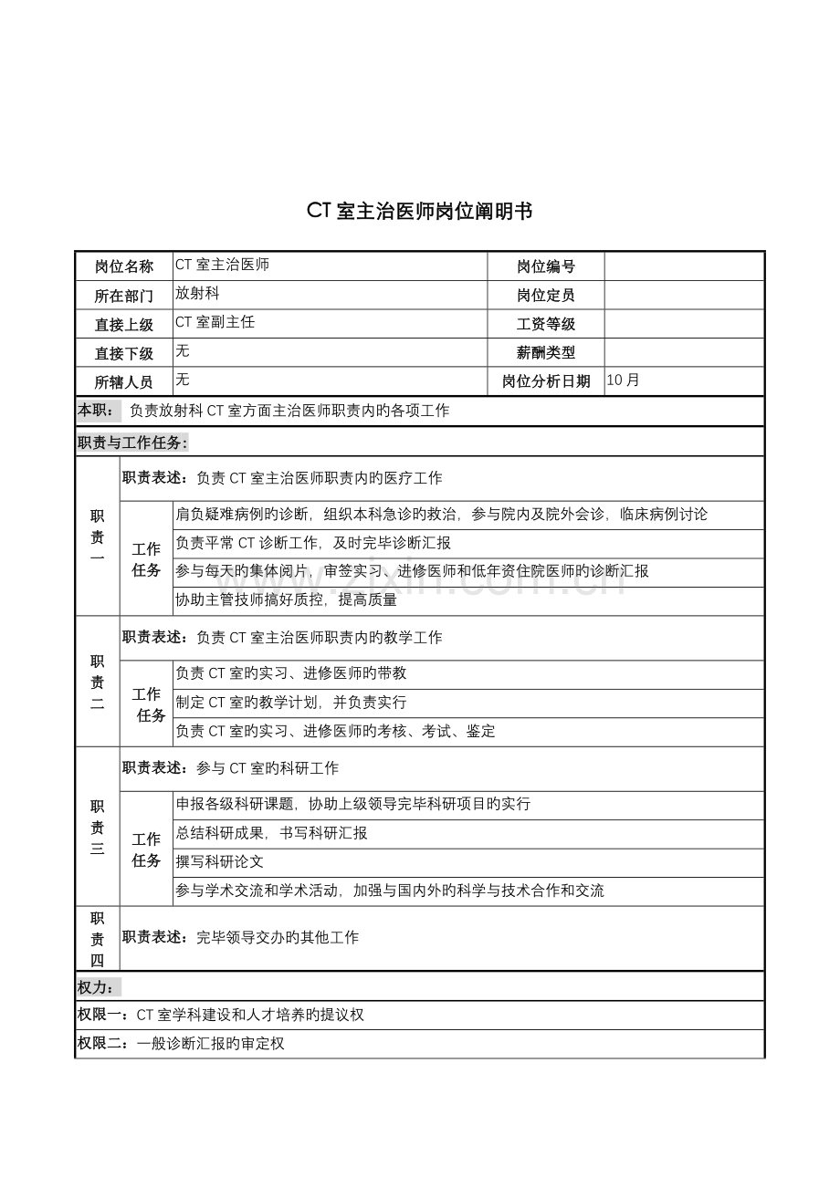 2022年湖北新华医院放射科CT室主治医师岗位说明书.doc_第1页