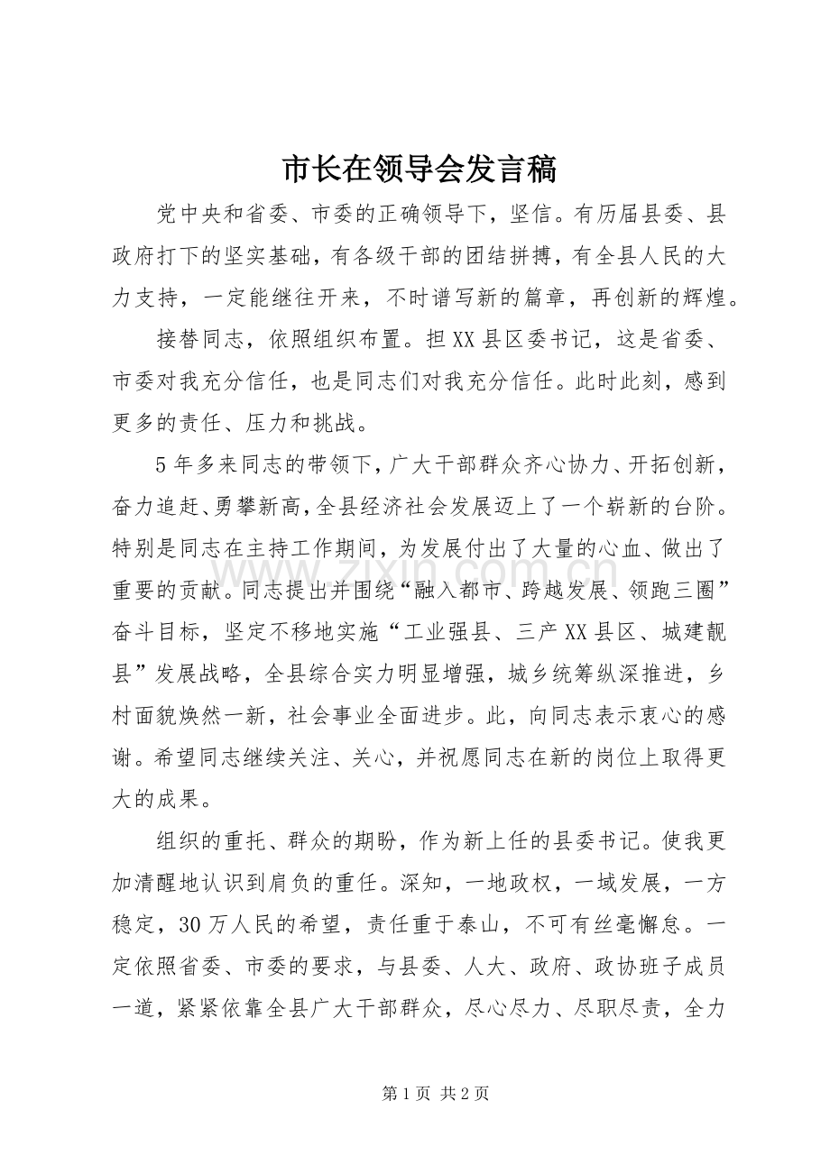 市长在领导会发言.docx_第1页