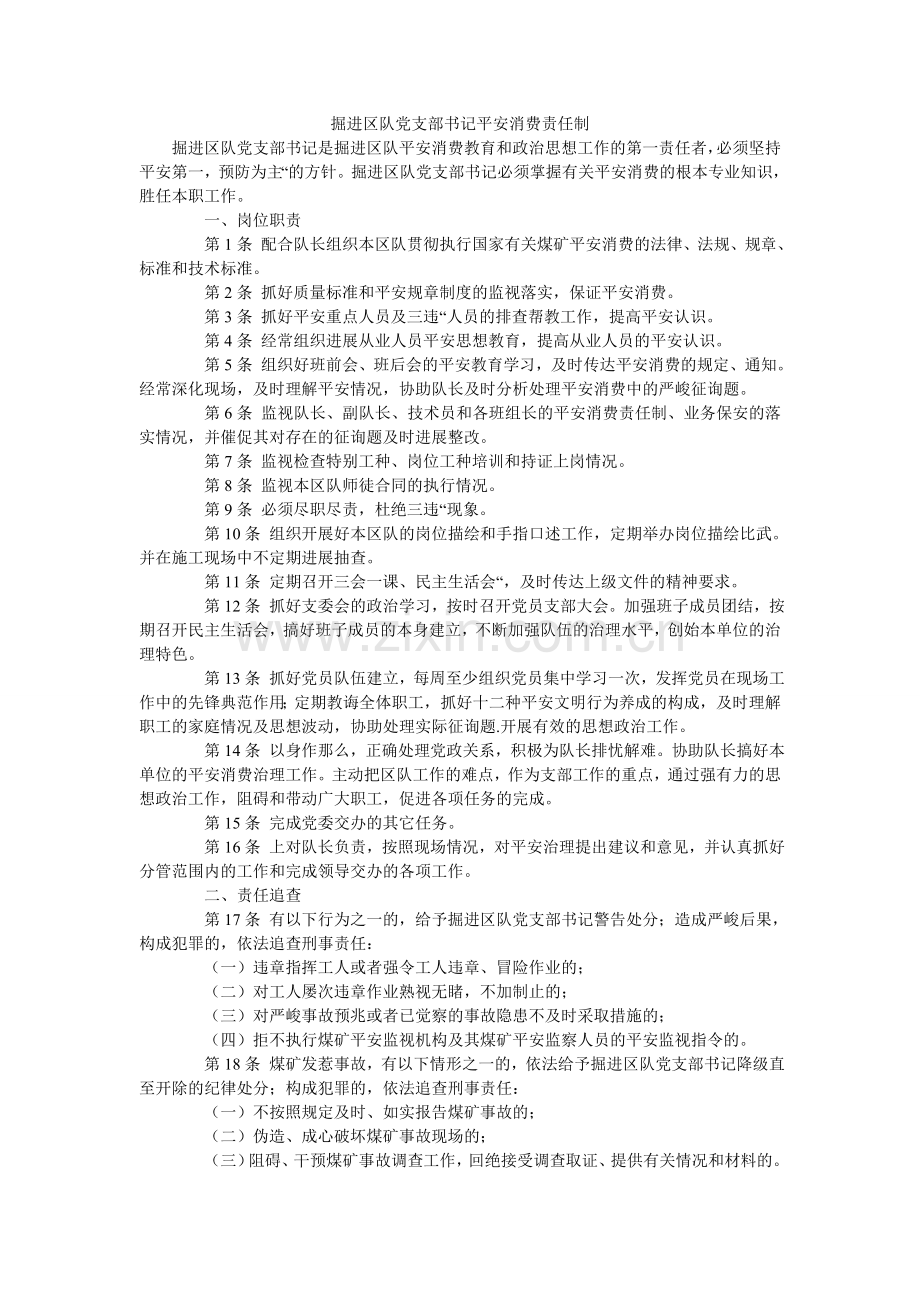 掘进区队党支部书记安全生产责任制.doc_第1页