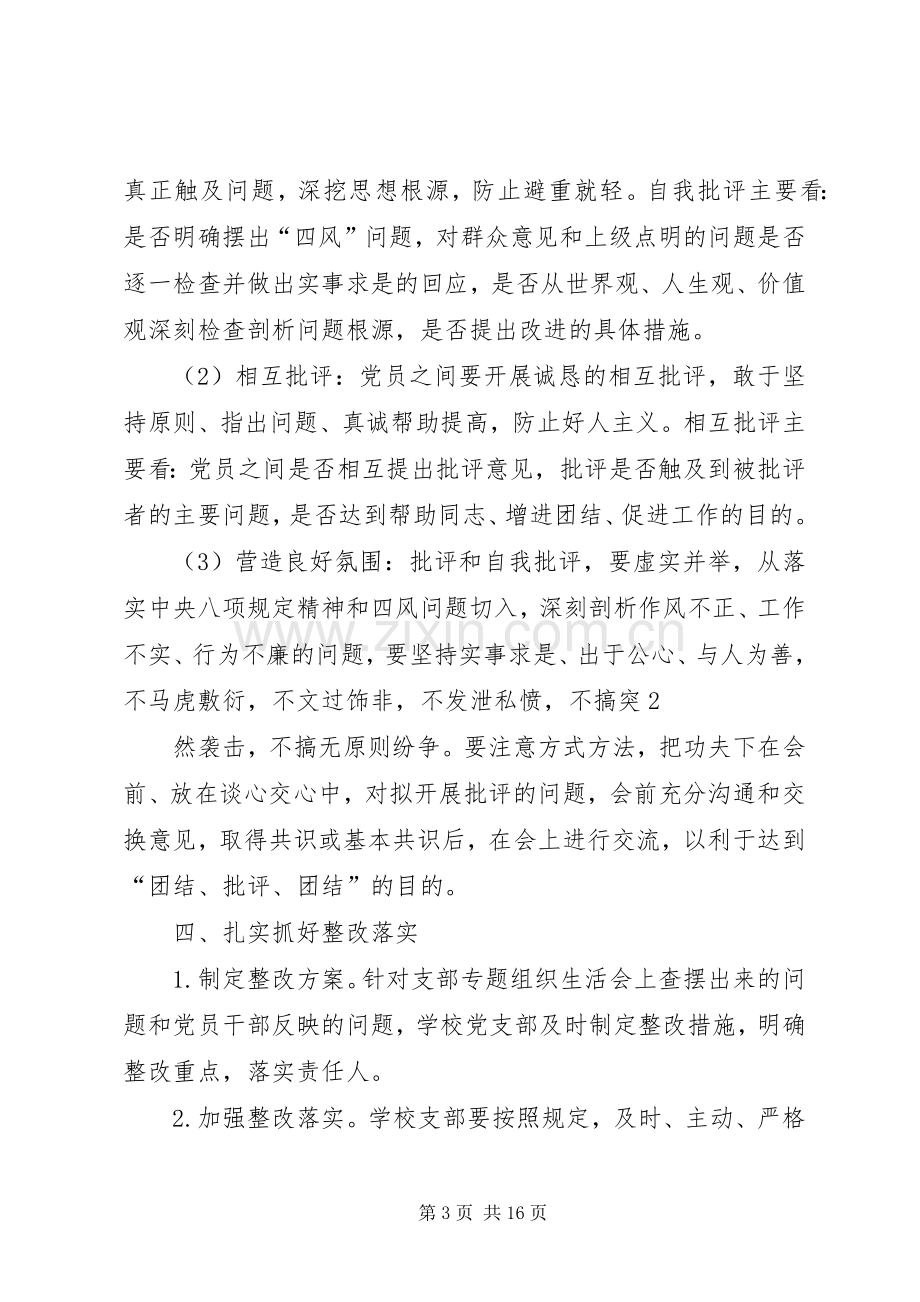 学校专题组织生活会实施方案 .docx_第3页