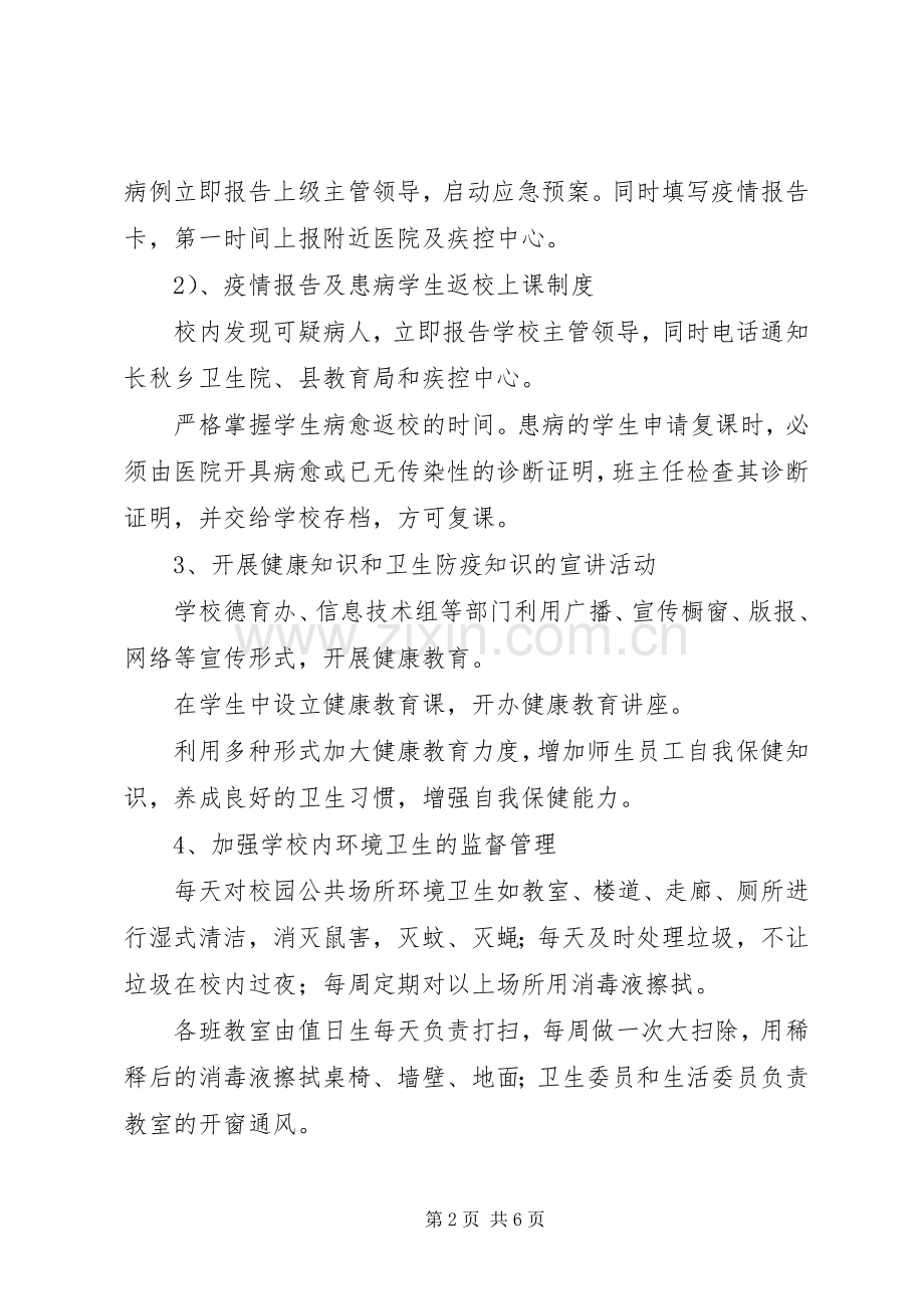 雅成小学20XX年20XX年学年度卫生防疫工作应急预案.docx_第2页