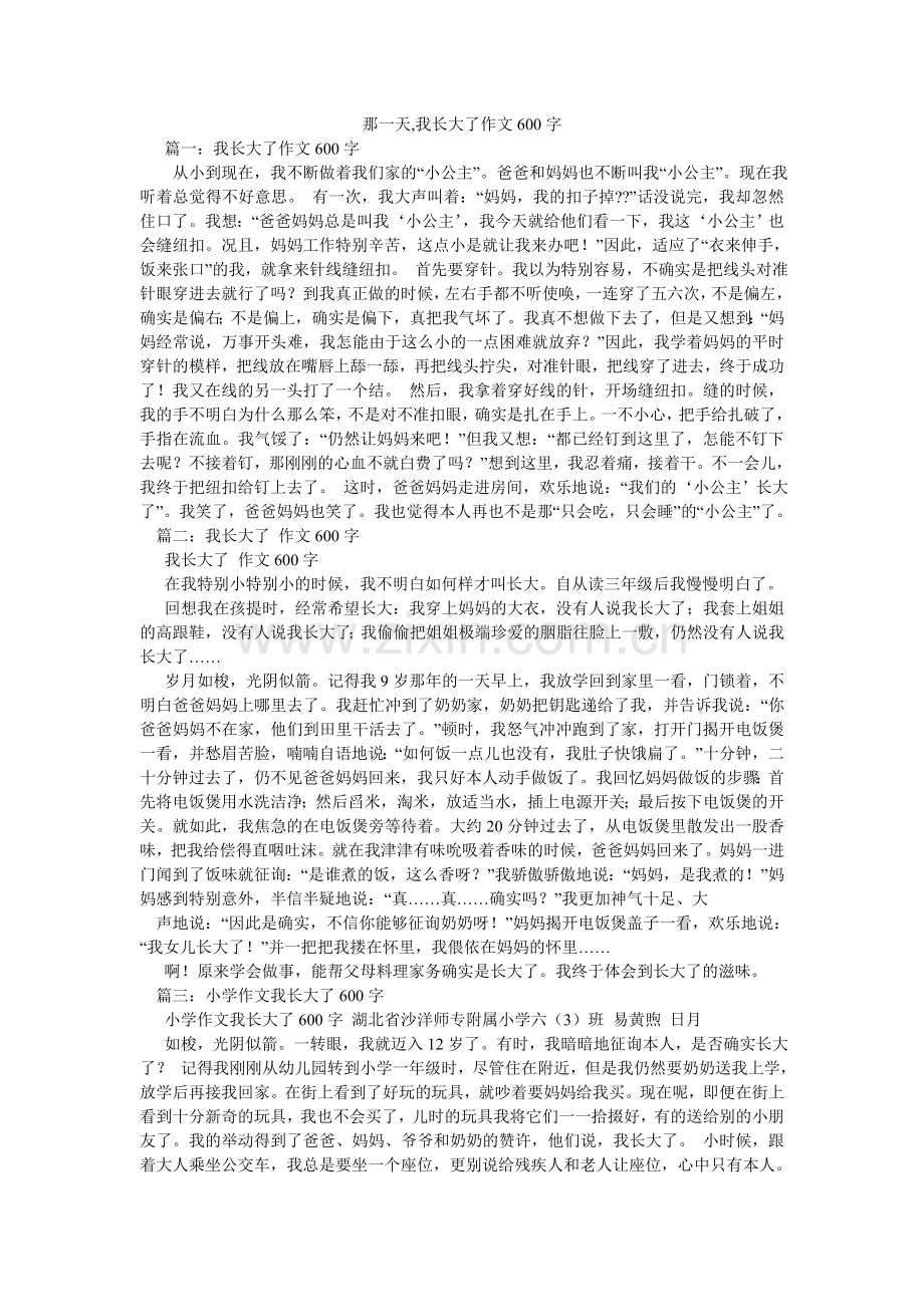 那一天,我长大了作文600字.doc_第1页