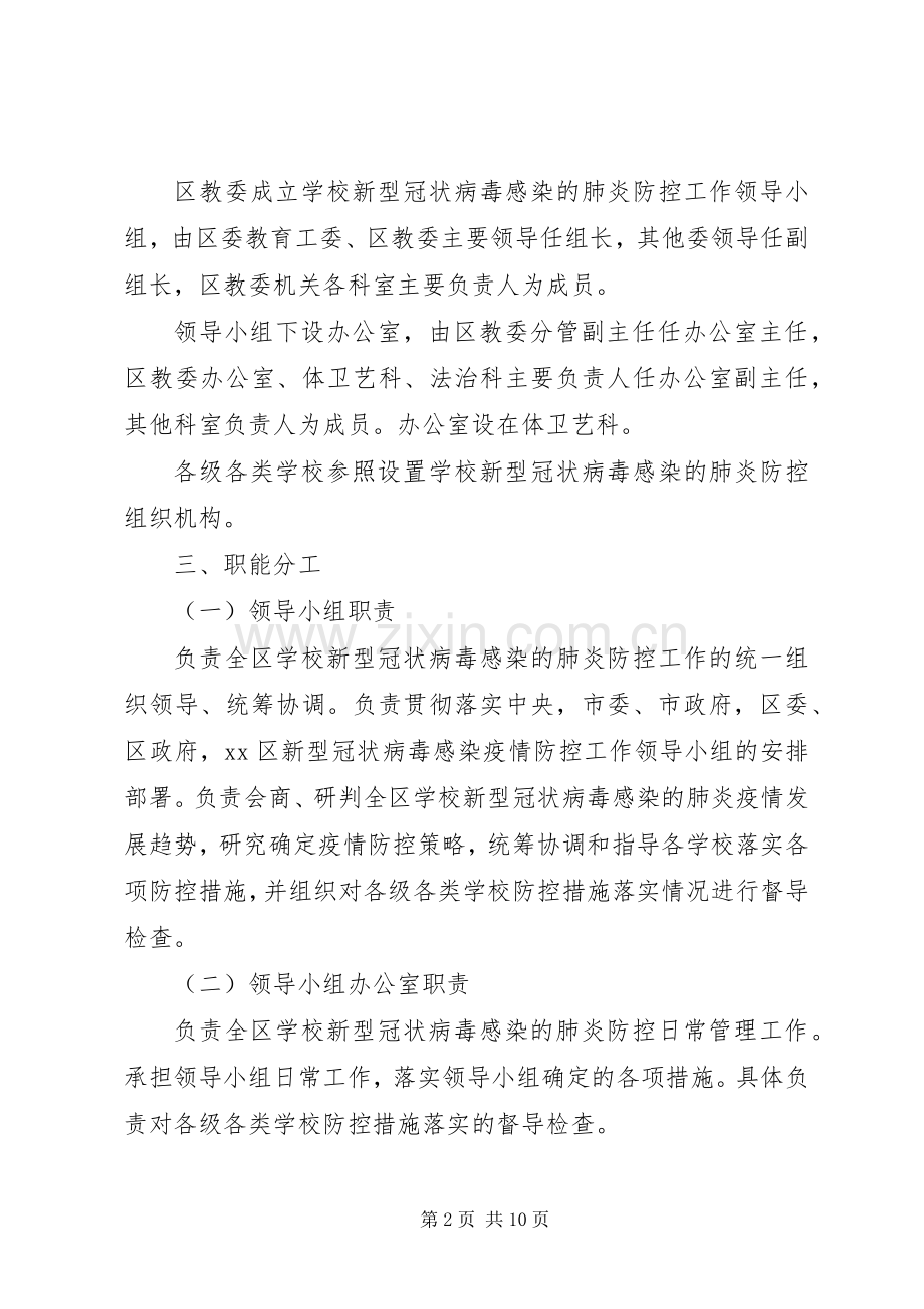 学校新型冠状病毒感染防控工作实施方案 .docx_第2页