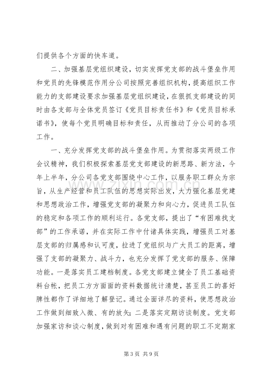 公司党建工作汇报党会发言.docx_第3页