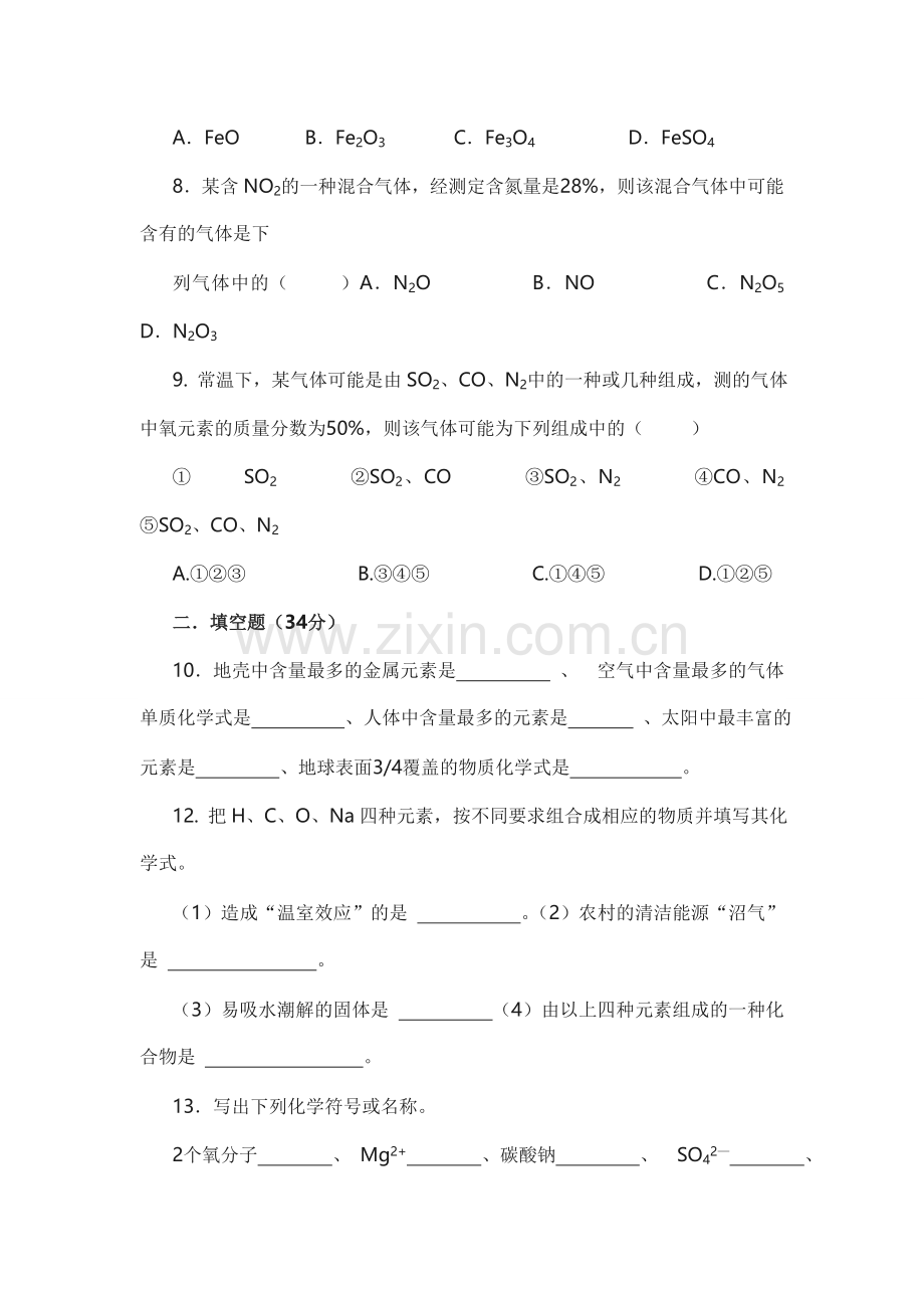 初中化学化学用语复习及练习.doc_第2页