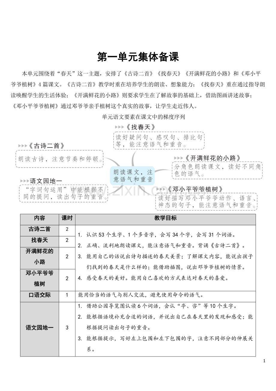 部编版二年级语文下册《1.古诗二首》优质教案.doc_第1页