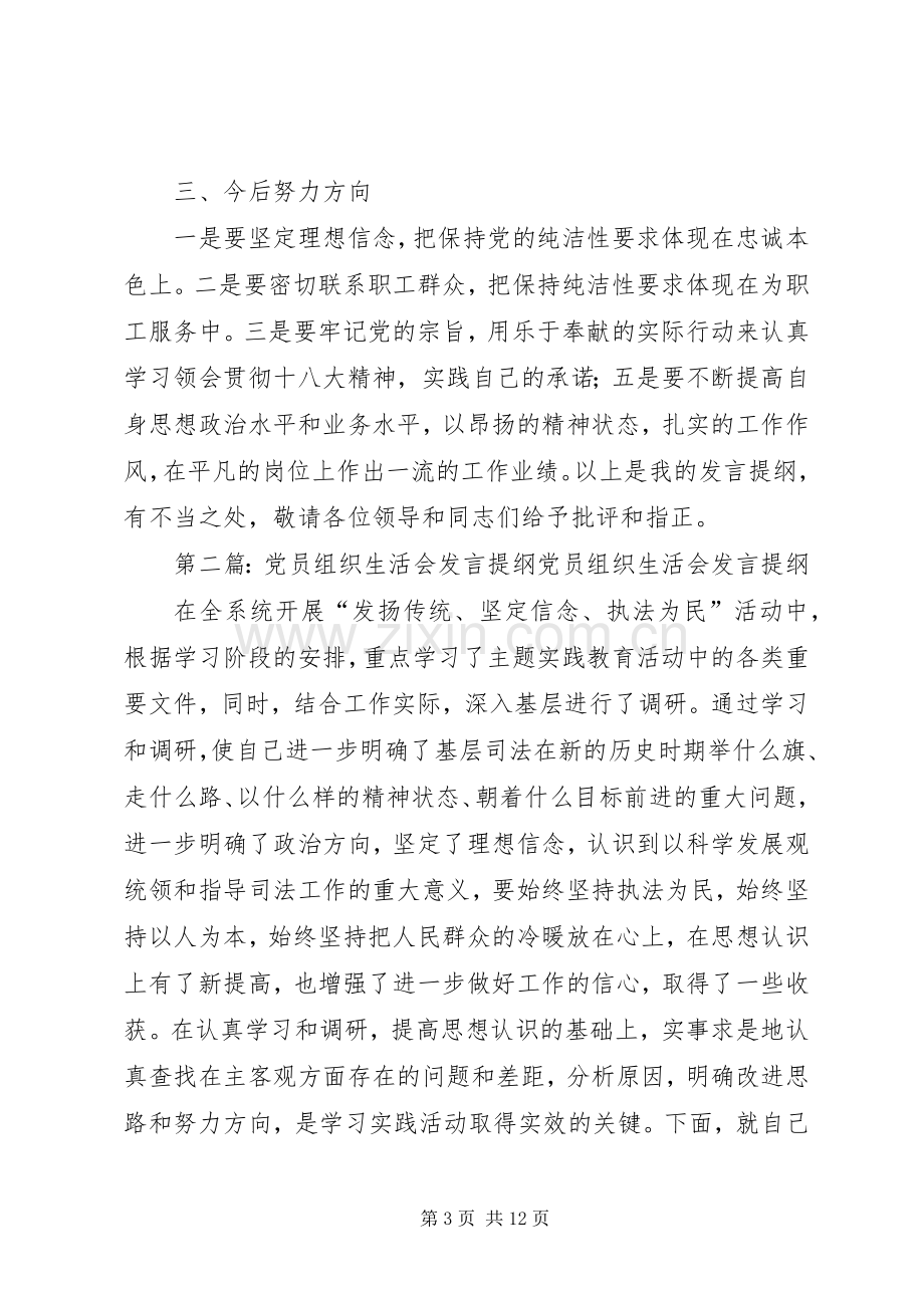 党员组织生活会发言提纲材料(10).docx_第3页