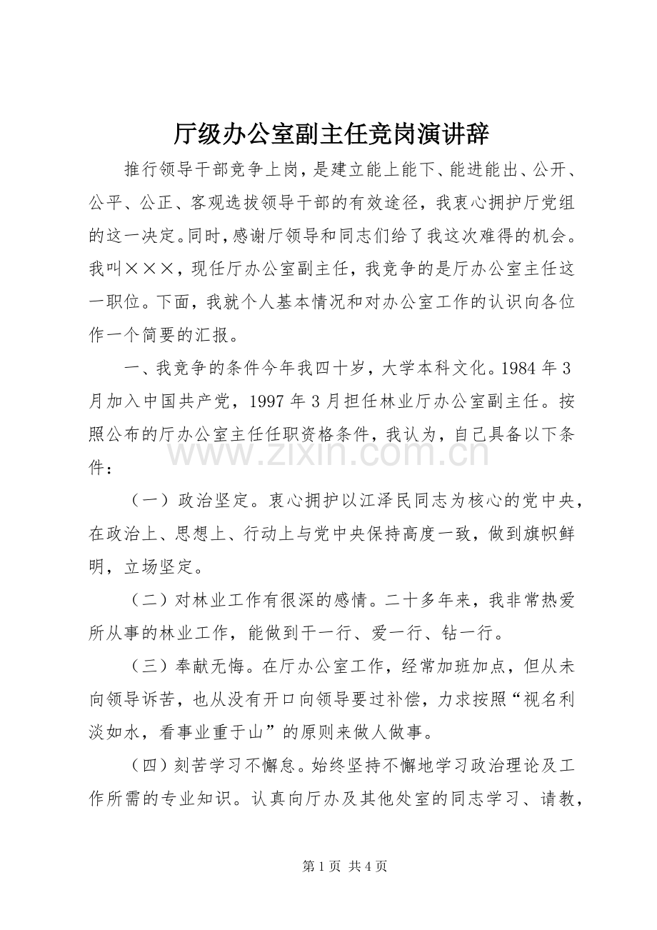 厅级办公室副主任竞岗演讲辞.docx_第1页