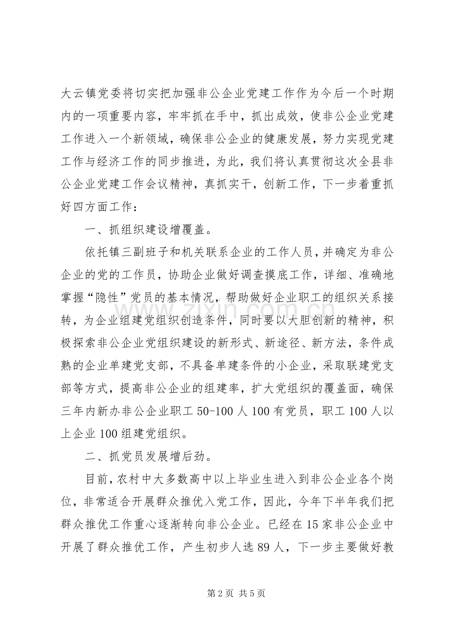 在全县非公企业党建工作会议上的表态发言.docx_第2页