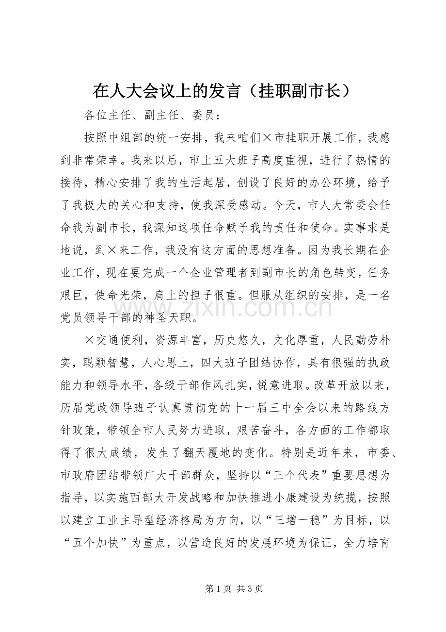 在人大会议上的发言稿（挂职副市长）.docx_第1页