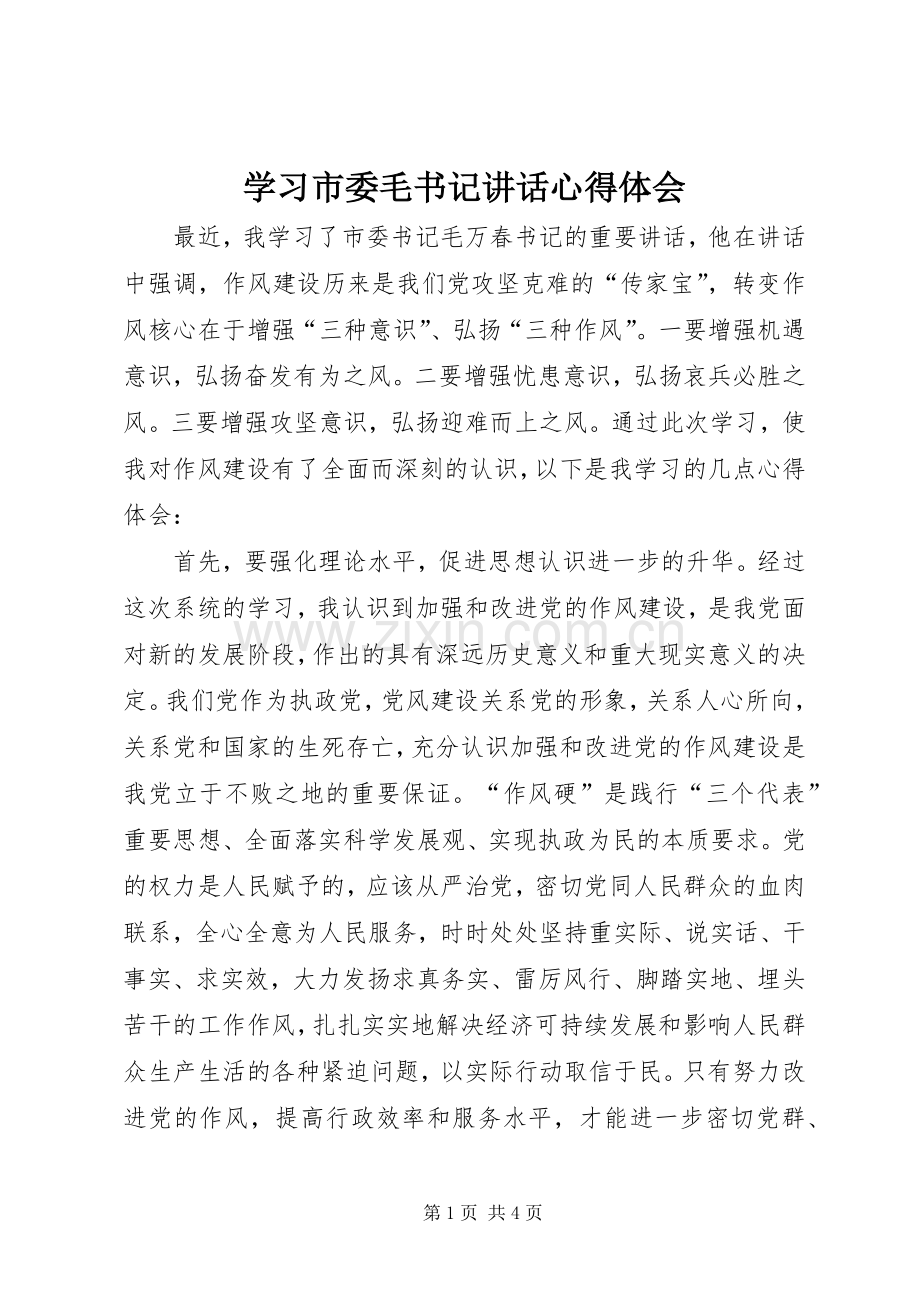 学习市委毛书记讲话心得体会.docx_第1页