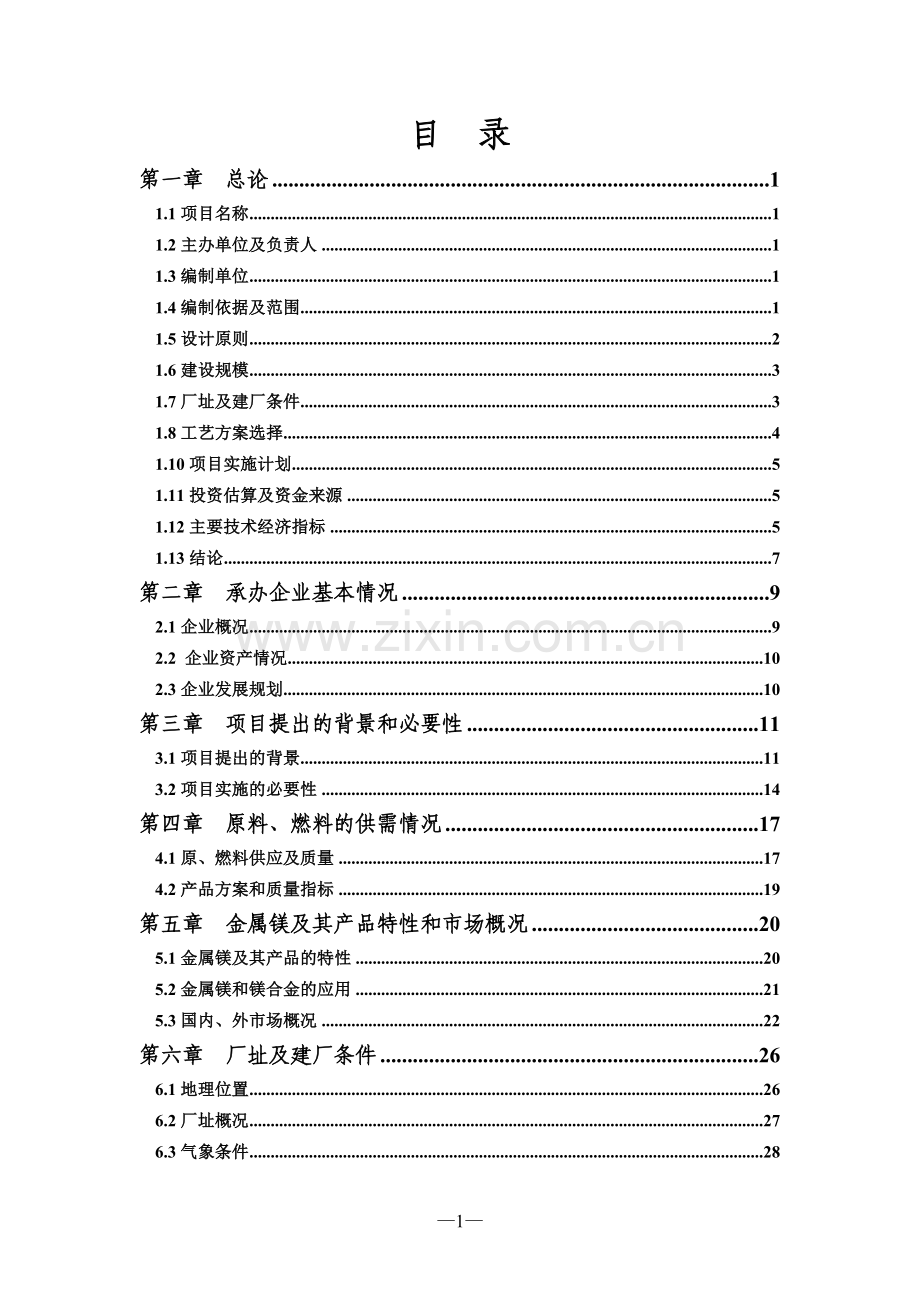 金属加工企业节能减排技术改造项目可行性研究报告.doc_第1页