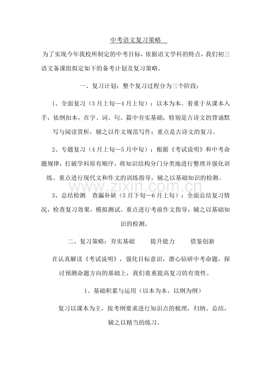 中考语文复习策略.doc_第1页