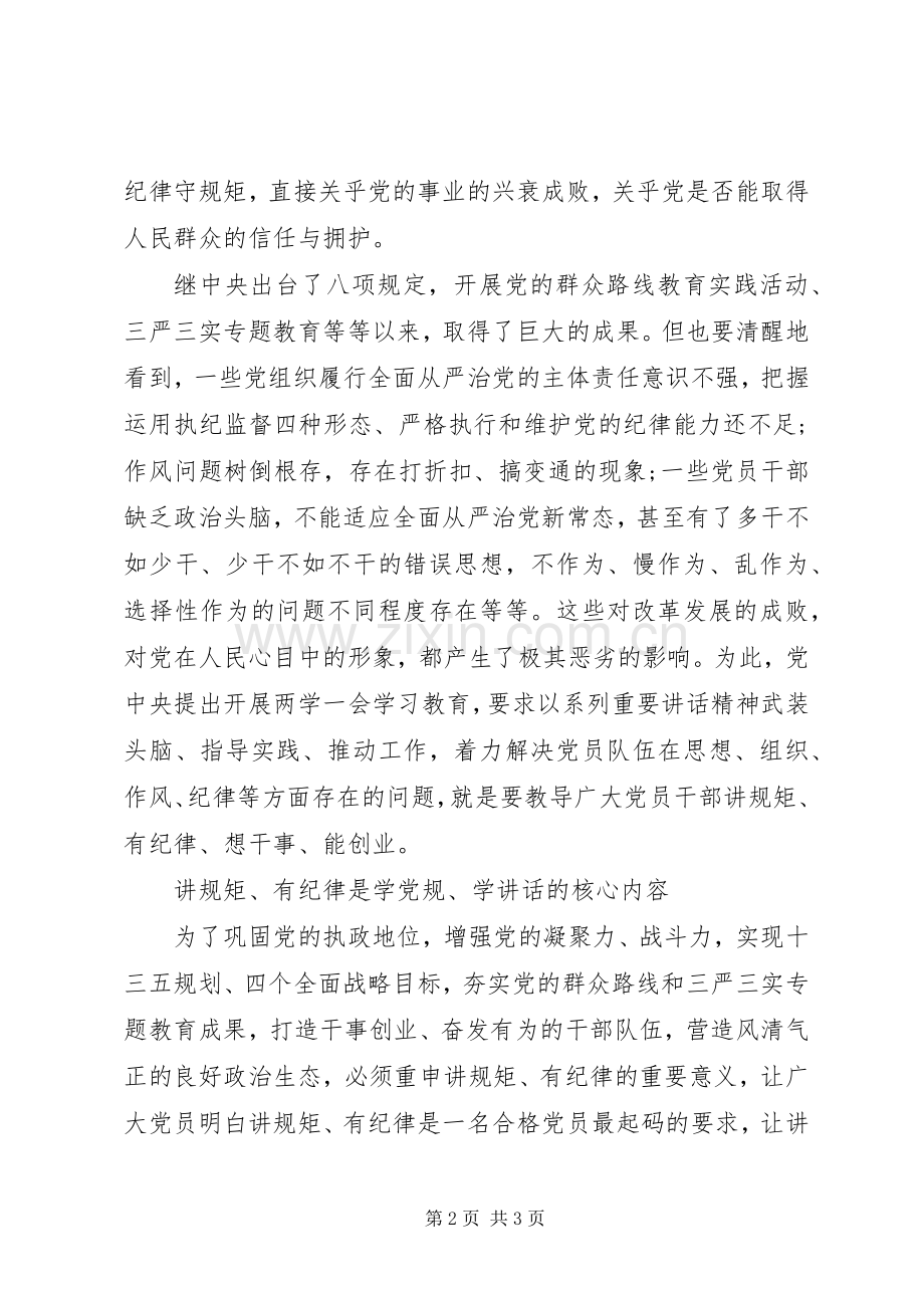 20XX年讲规矩有纪律发言.docx_第2页