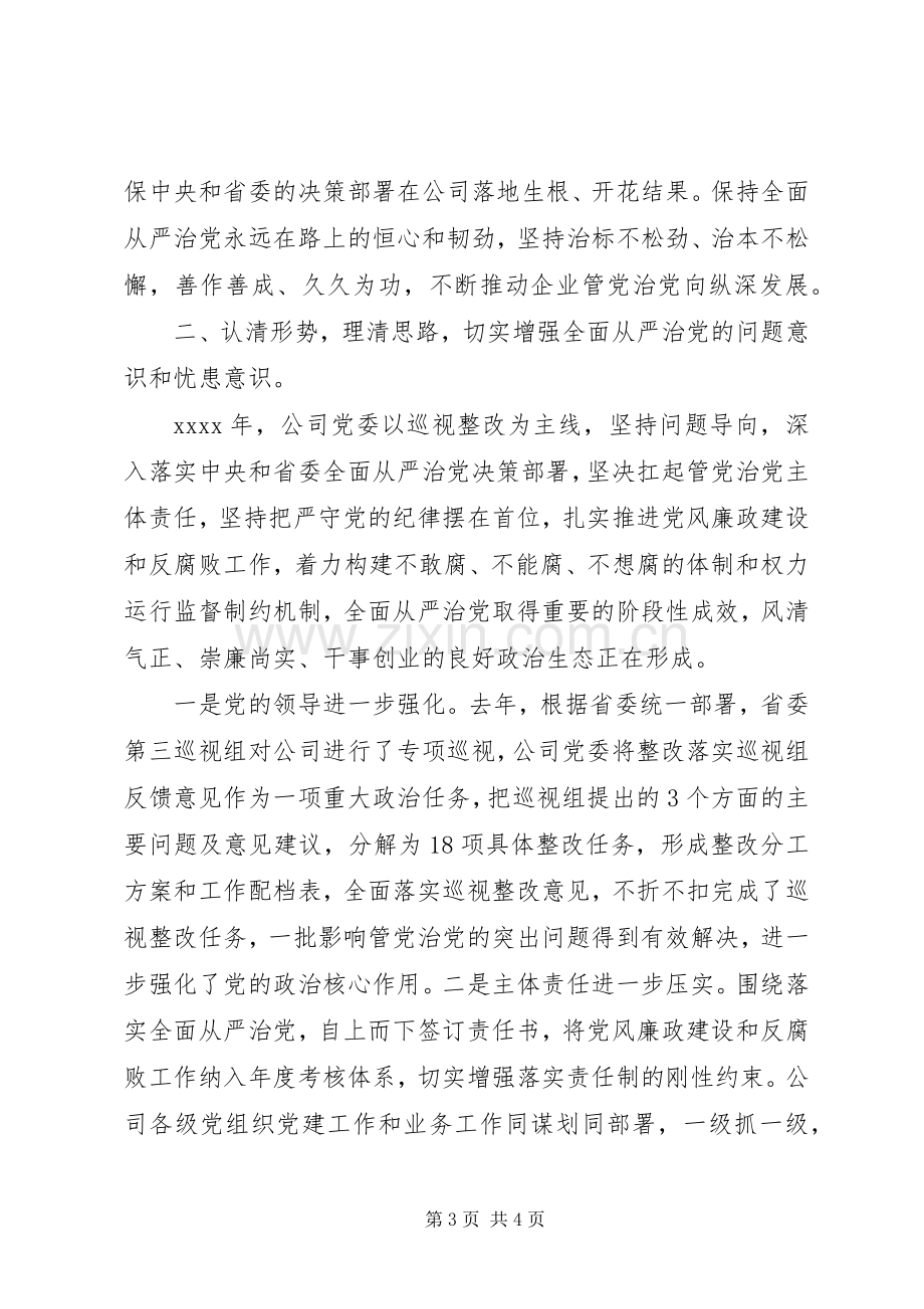 公司党委书记XX年党风廉政建设工作会议发言稿.docx_第3页