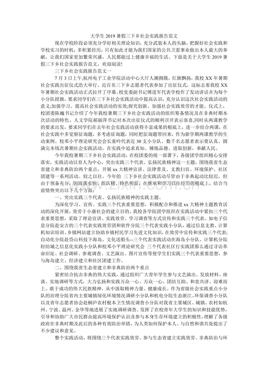 大学生2024暑假三下乡社会实践报告范文.doc_第1页