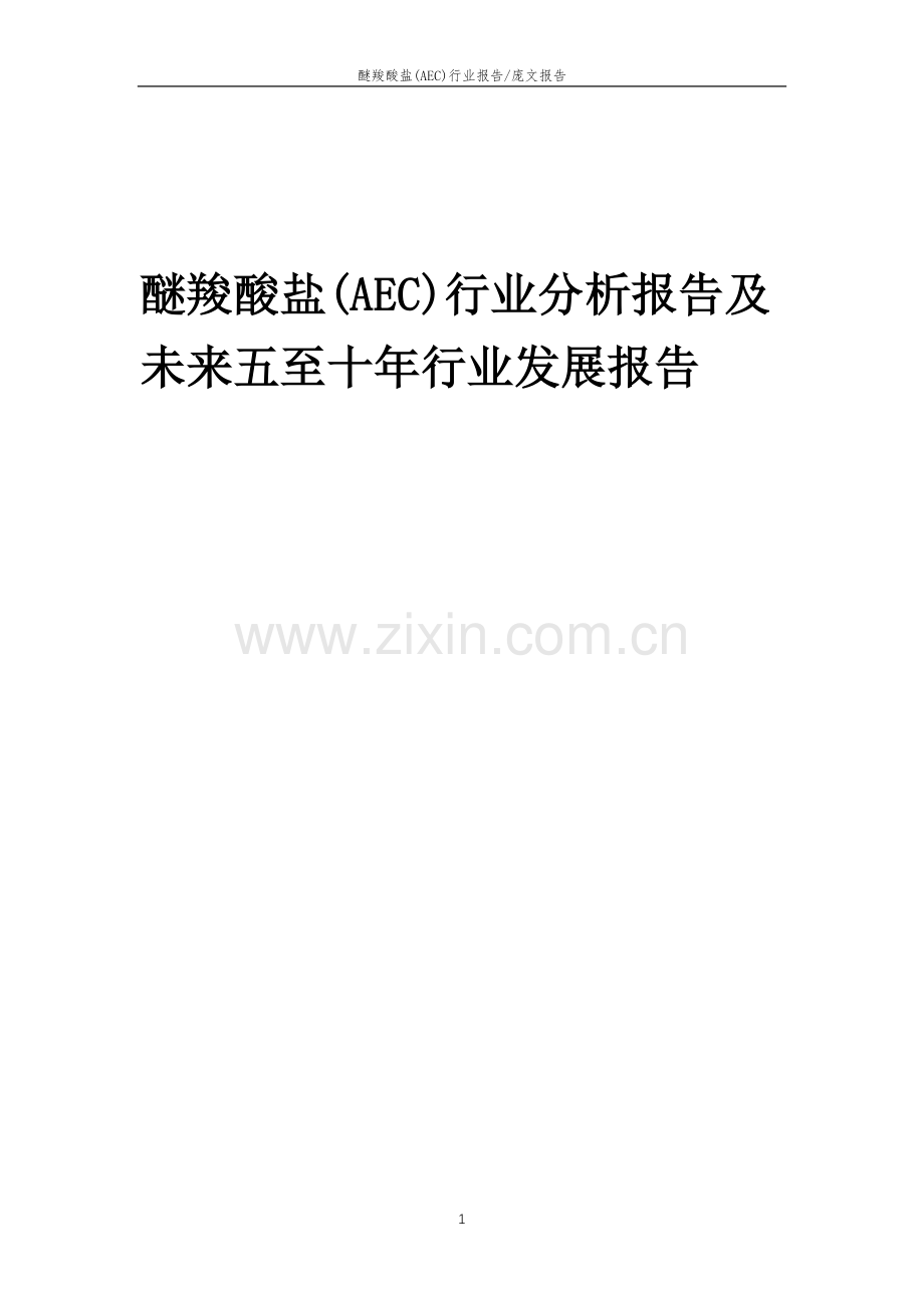 2023年醚羧酸盐(AEC)行业分析报告及未来五至十年行业发展报告.doc_第1页