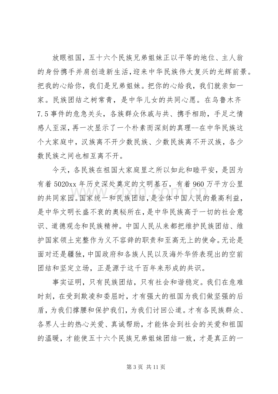 民族团结主题优秀演讲稿.docx_第3页