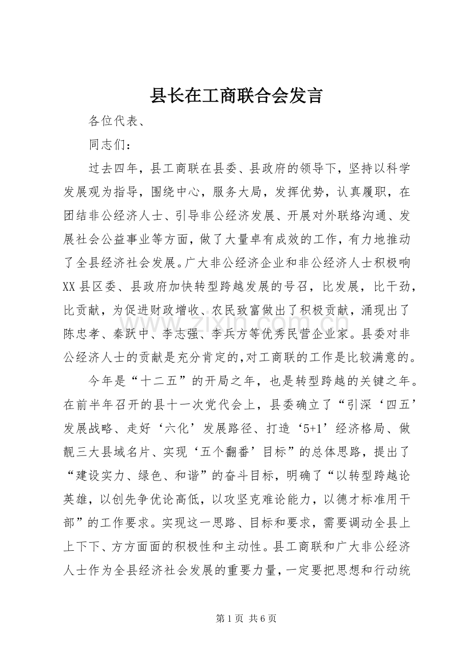 县长在工商联合会发言稿.docx_第1页