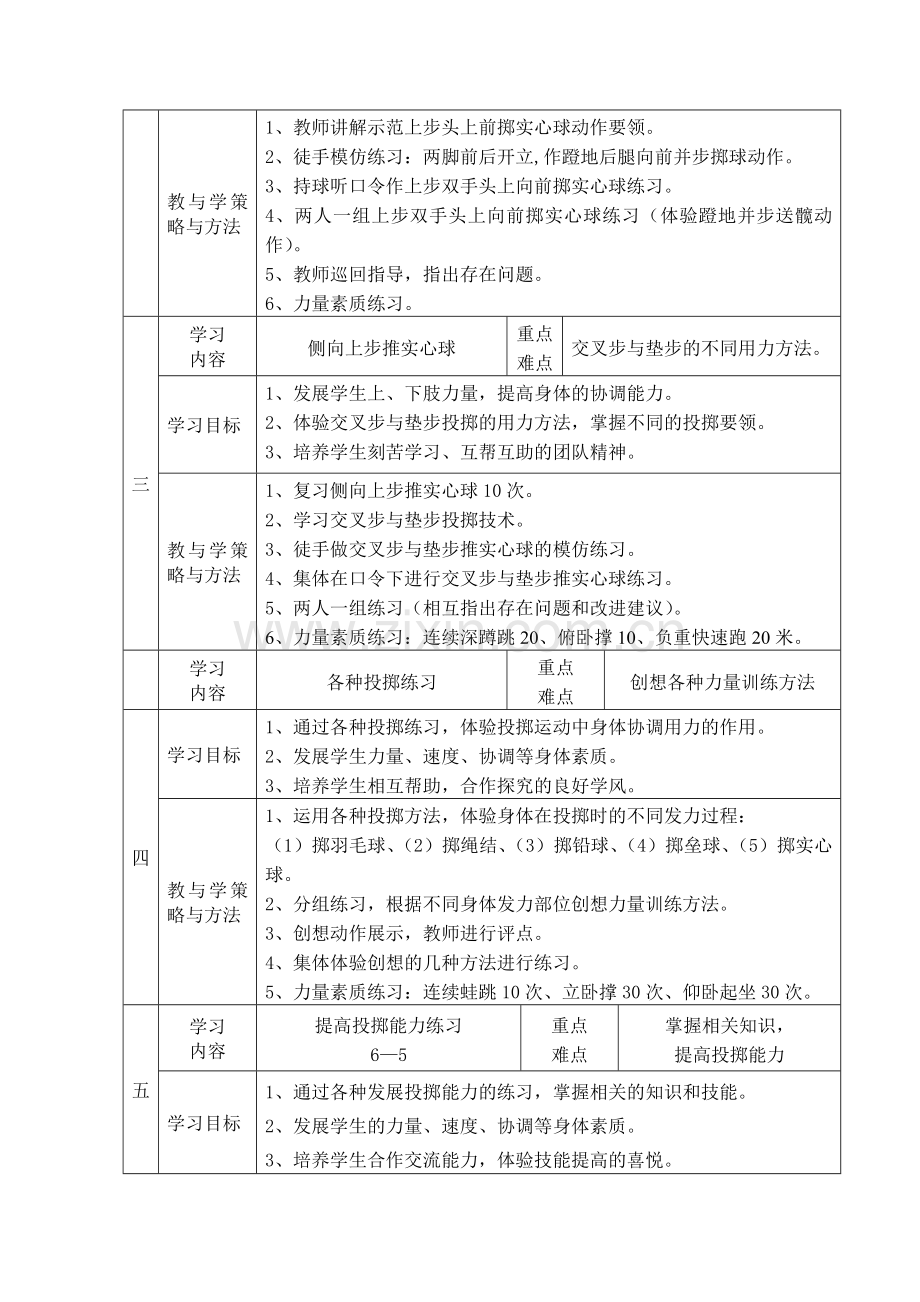 九年级投掷(实心球)单元计划.doc_第2页