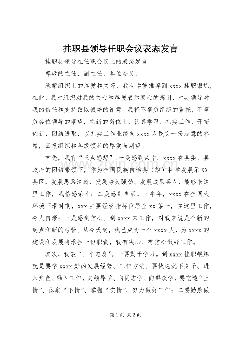 挂职县领导任职会议表态发言稿 (2).docx_第1页