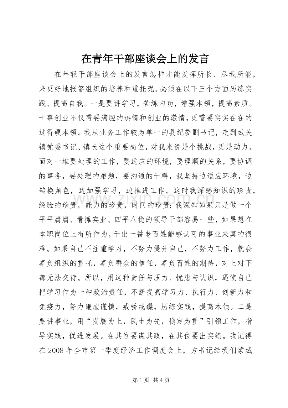 在青年干部座谈会上的发言稿 (2).docx_第1页