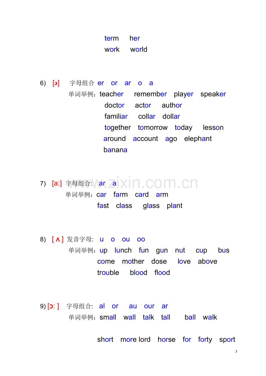 英语国际音标表(发音字母及单词举例).doc_第3页