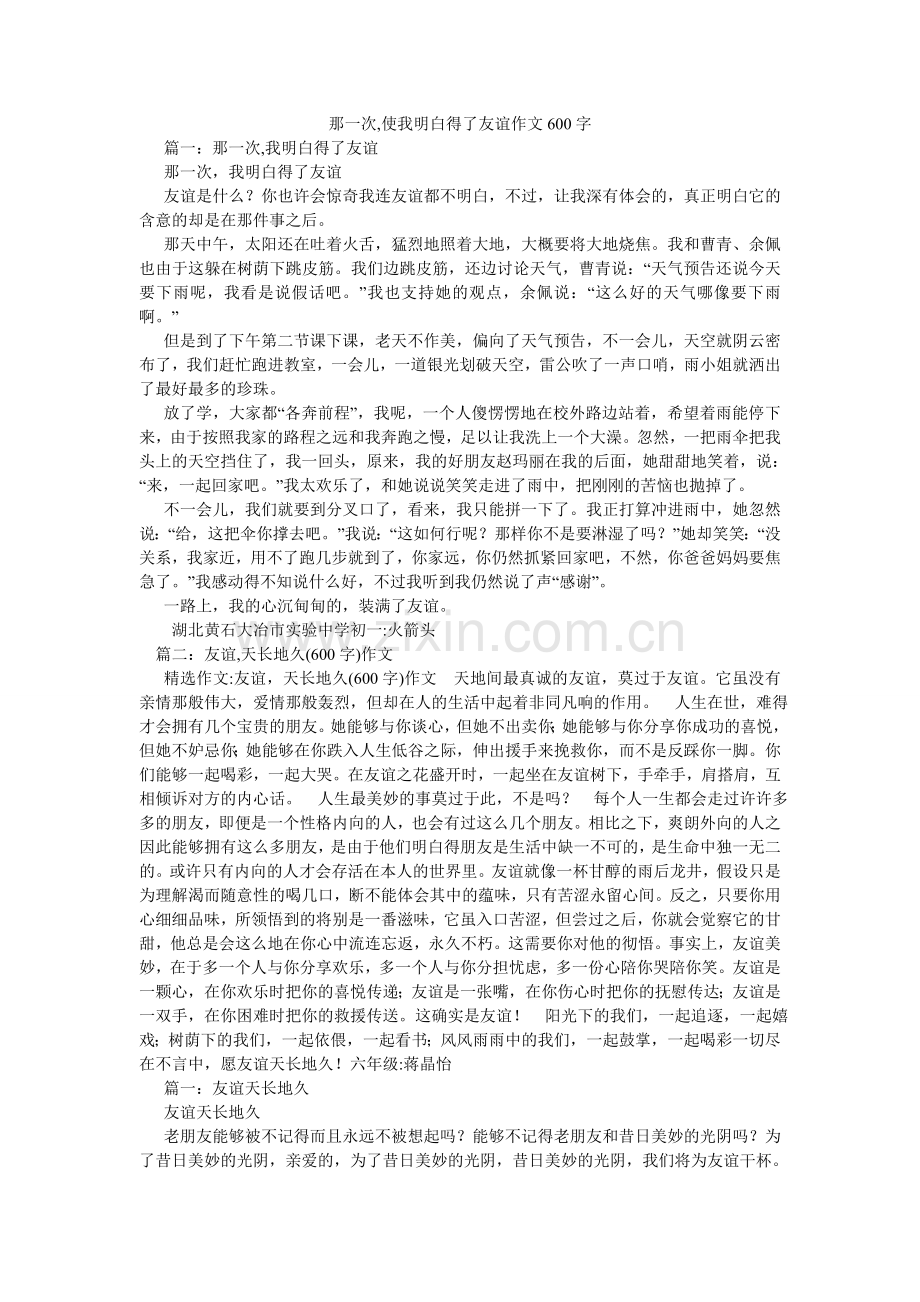 那一次,使我懂得了友谊作文600字.doc_第1页