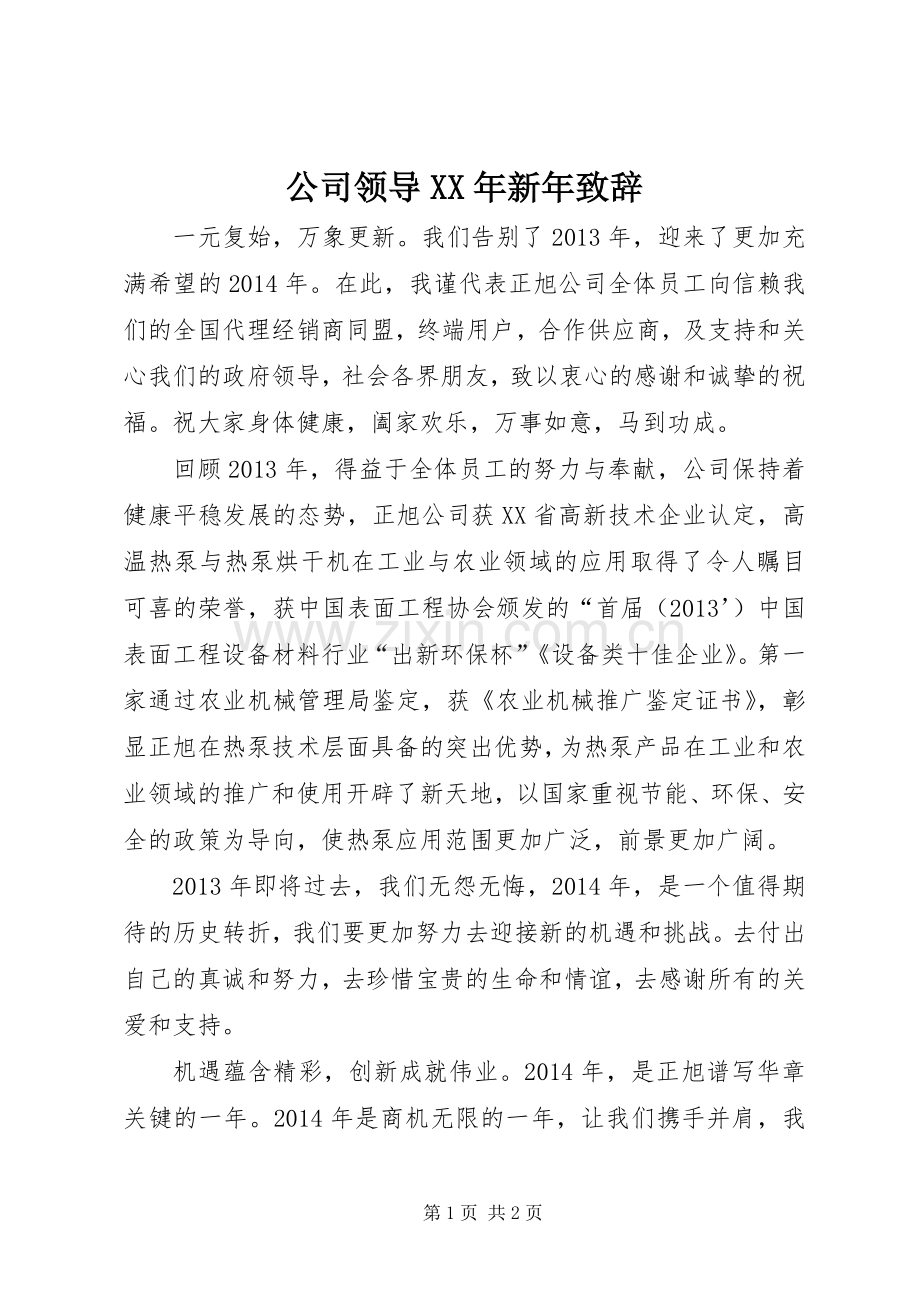 公司领导XX年新年演讲致辞.docx_第1页