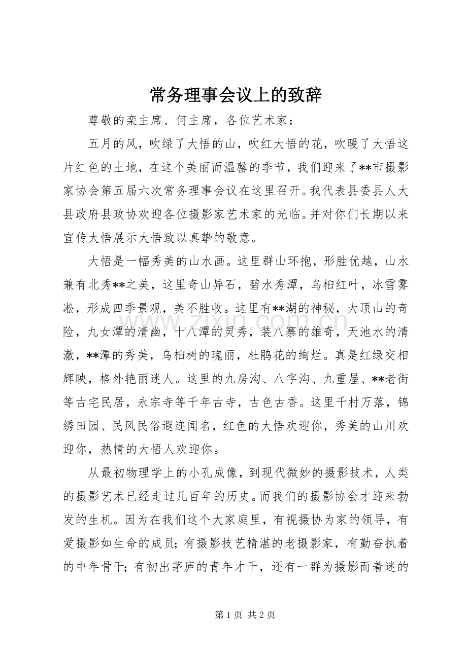 常务理事会议上的演讲致辞.docx_第1页