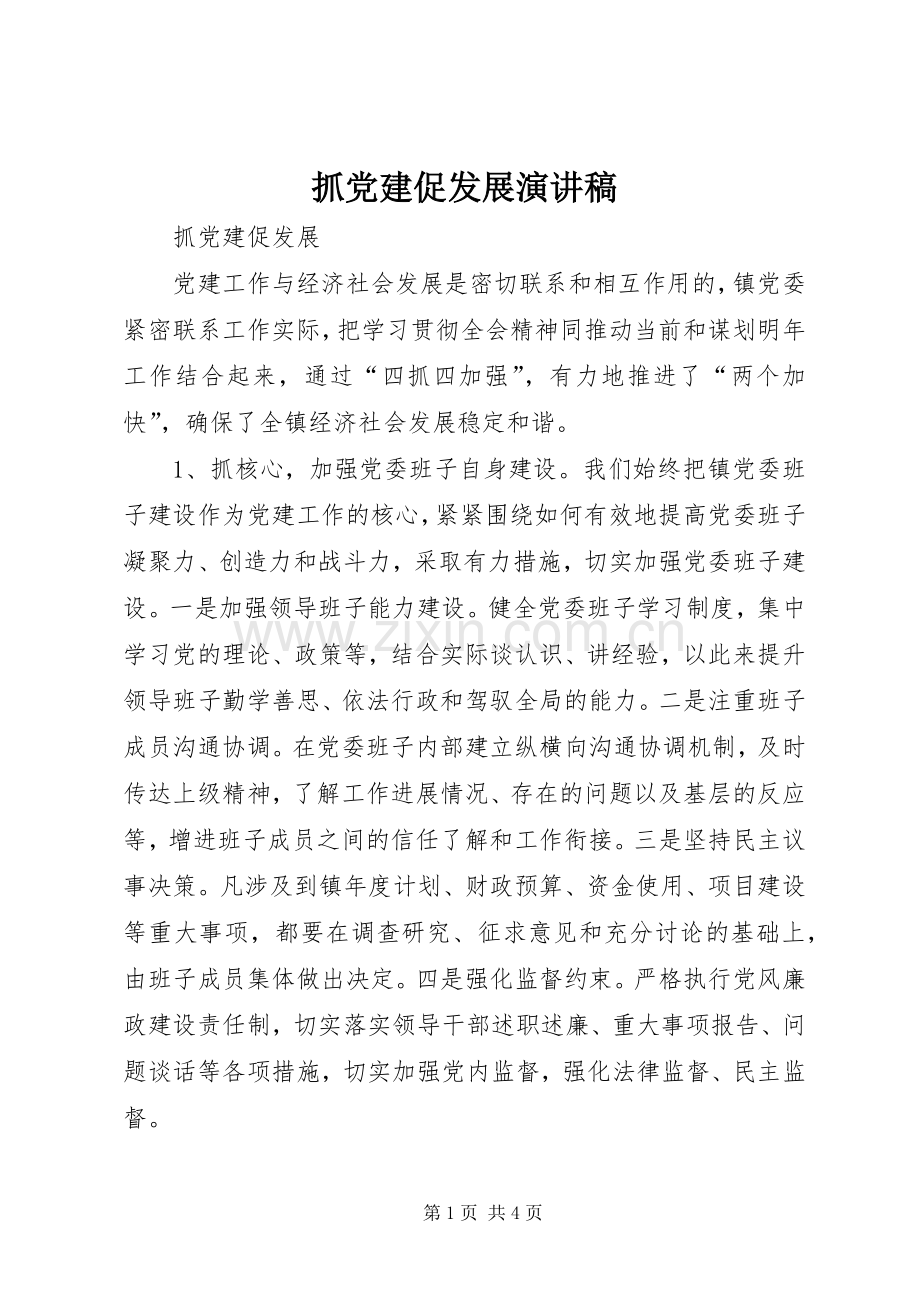 抓党建促发展演讲稿 (4).docx_第1页