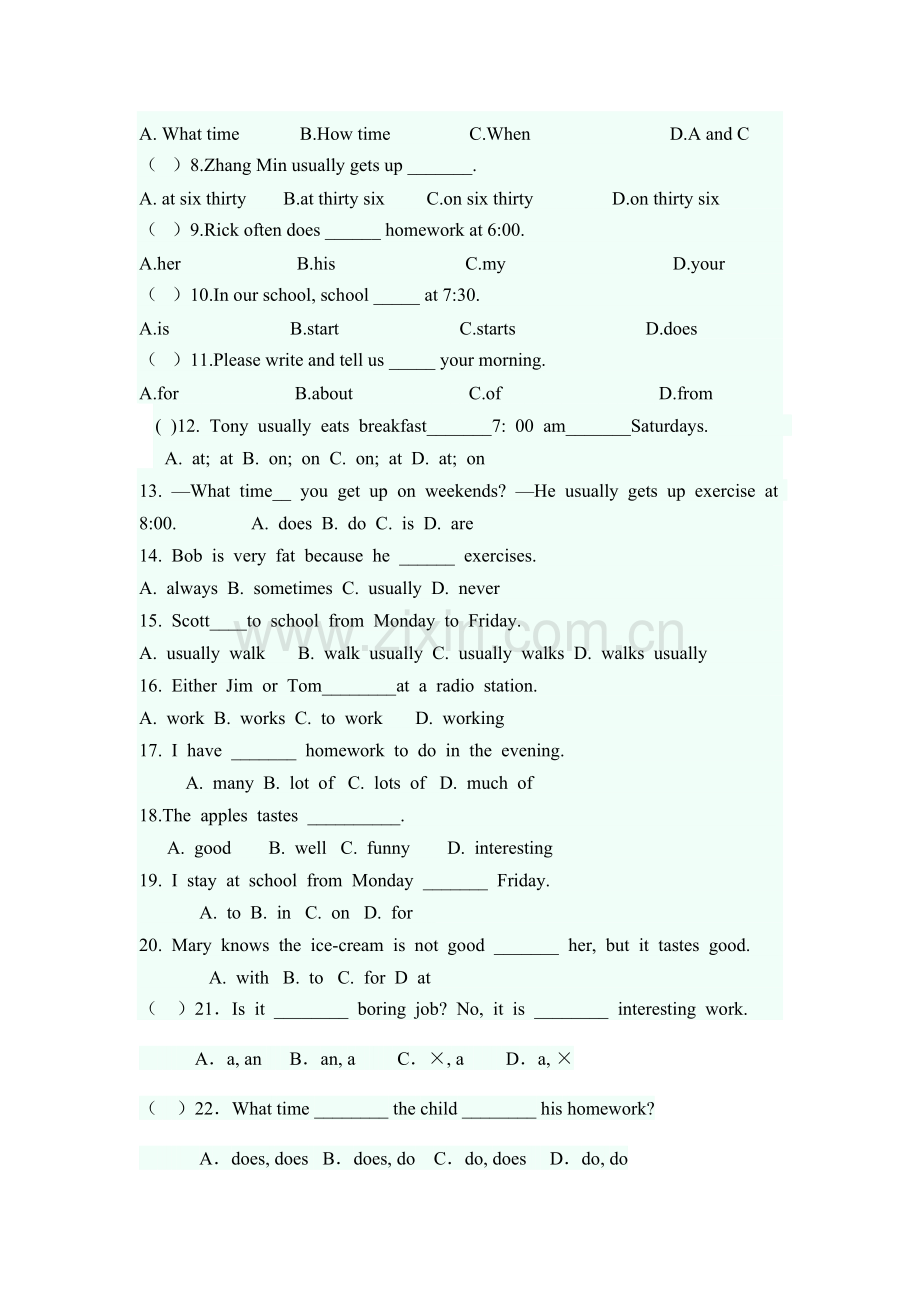 人教版英语七年级下Unit2练习题.docx_第2页