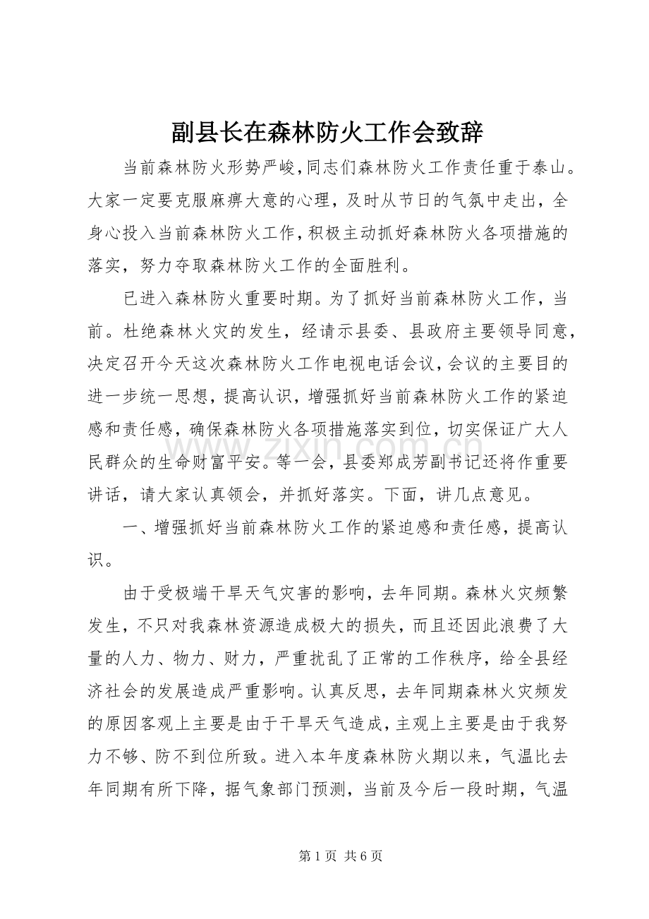 副县长在森林防火工作会致辞.docx_第1页