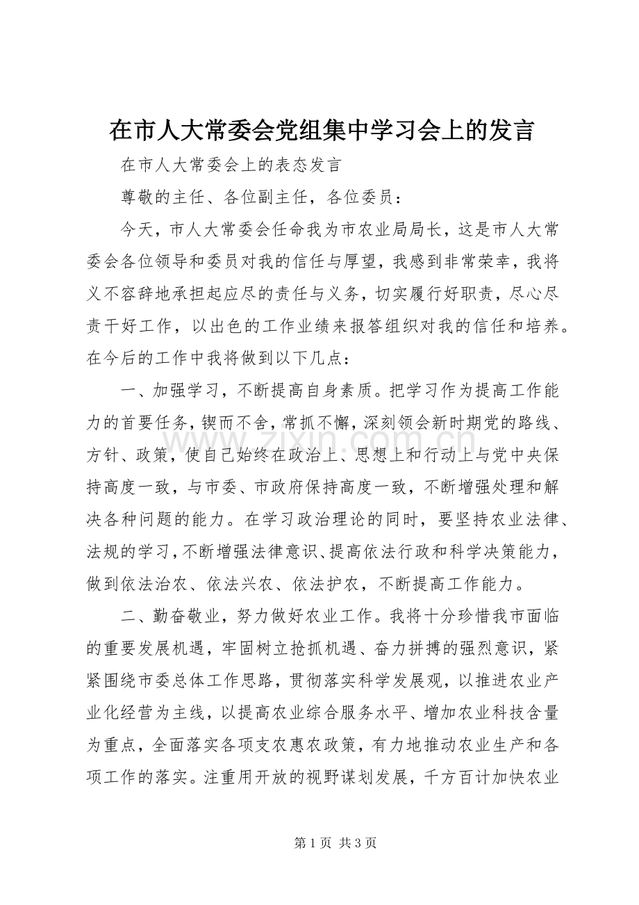 在市人大常委会党组集中学习会上的发言稿 (3).docx_第1页