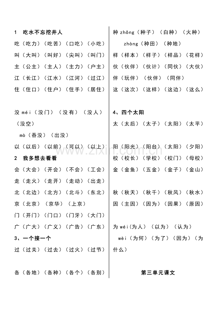 2017年新人教部编版小学一年级下册生字组词.doc_第2页