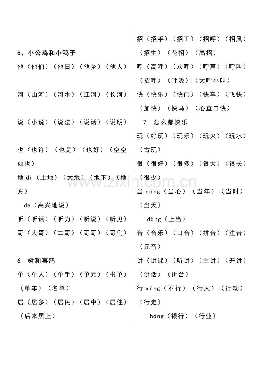 2017年新人教部编版小学一年级下册生字组词.doc_第3页