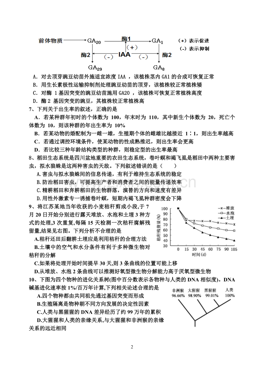 中江中学高二下期生物过关检测题一.doc_第2页