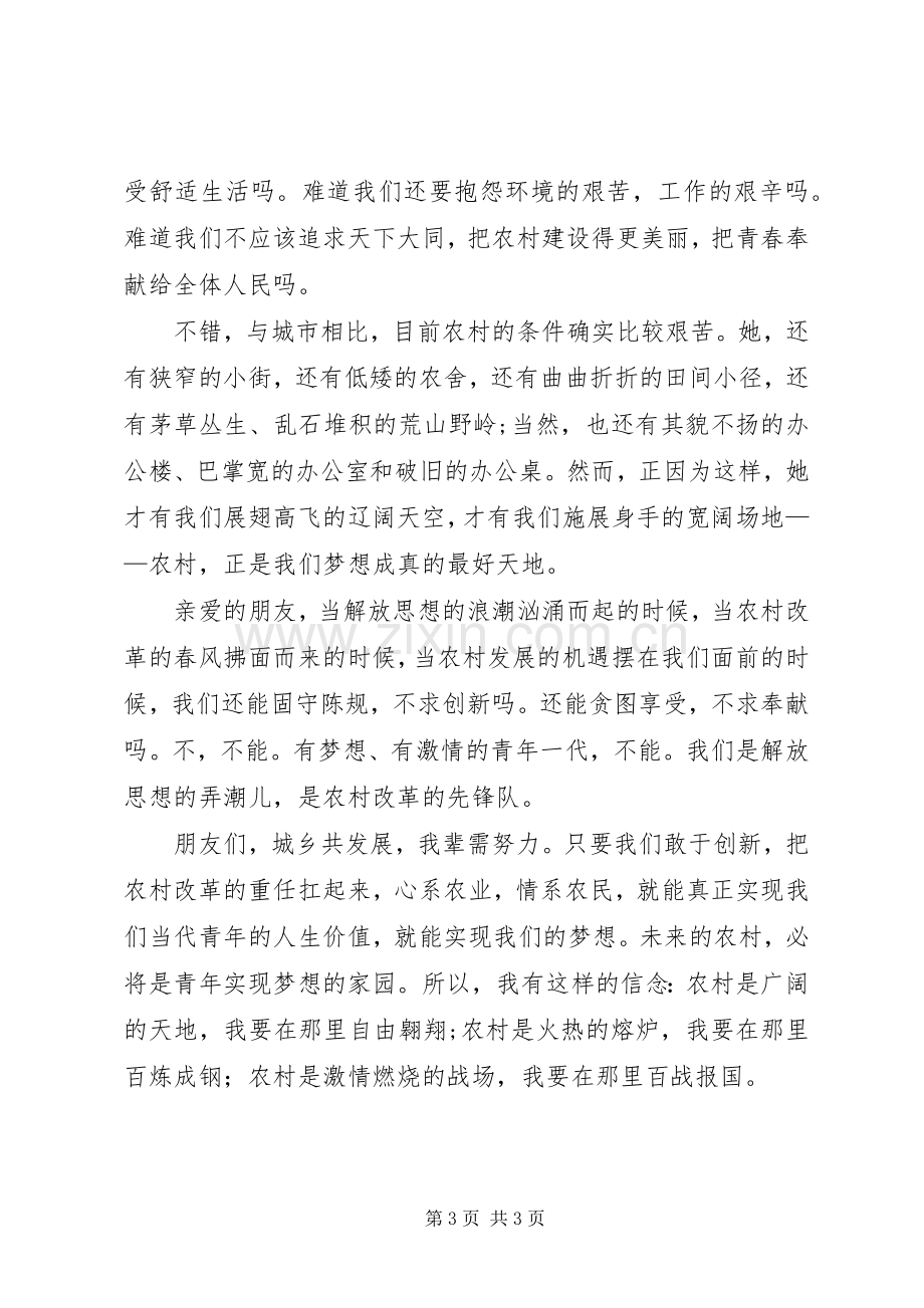 解放思想大讨论演讲稿：城乡共发展我辈须努力.docx_第3页