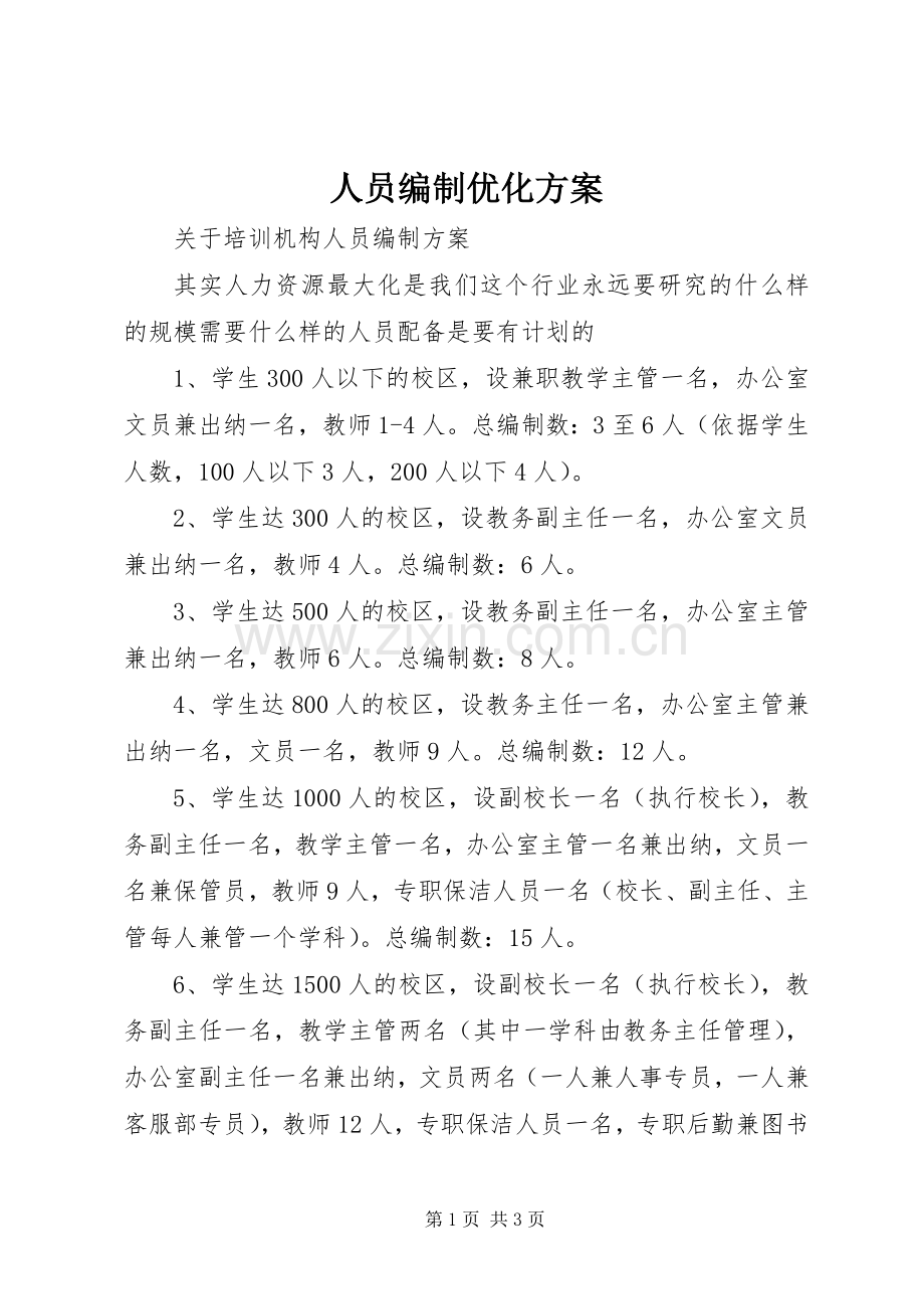 人员编制优化实施方案_2.docx_第1页