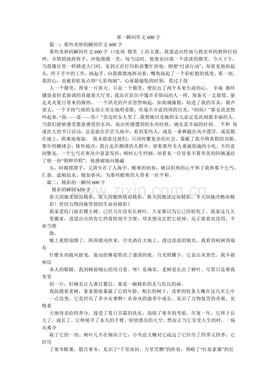 那一瞬间作文600字.doc_第1页