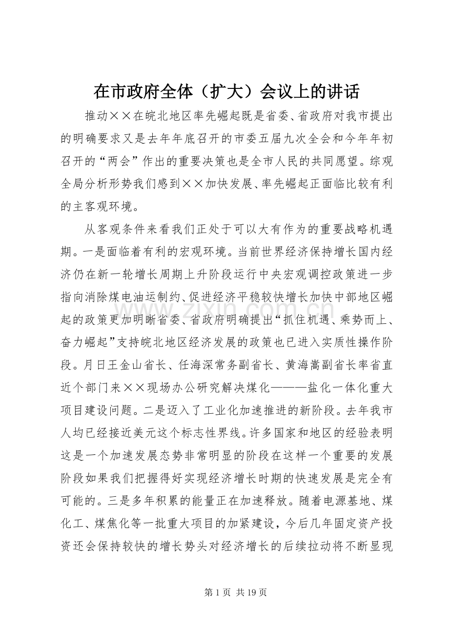 在市政府全体（扩大）会议上的讲话.docx_第1页